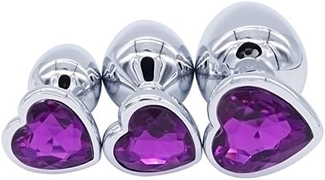 APMIX 3PCS Metal Heart Shape Men Women Se-x Toys Body Safe Ana-l Se-x-Purple