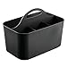 mDesign Plastic Small Office Storage Organizer Utility Tote Caddy with Handle for Cabinets, Desks, Workspaces - Holds Desktop Office Supplies, Pencils, Staplers Lumiere Collection, 2 Pack, Black