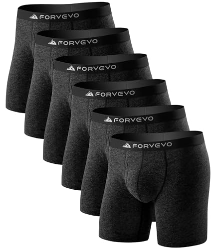 FORVEVO Pack of 6 Men's Merino Boxer Shorts, Merino Wool Underpants, Breathable Soft Underwear (M-3XL)