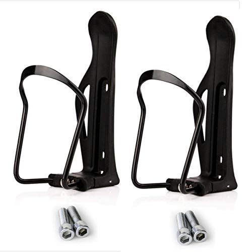 Teensery 2 Pcs Black Lightweight Aluminum Alloy Cycling Water Bottle Cage Adjustable Bicycle Bike Water Bottle Holder Easy Installation