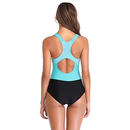SailBee Women's One Piece Performance Swimsuit Rashguard Wetsuit Sun Protection (V6002 L, Light Blue) - Thumbnail 5