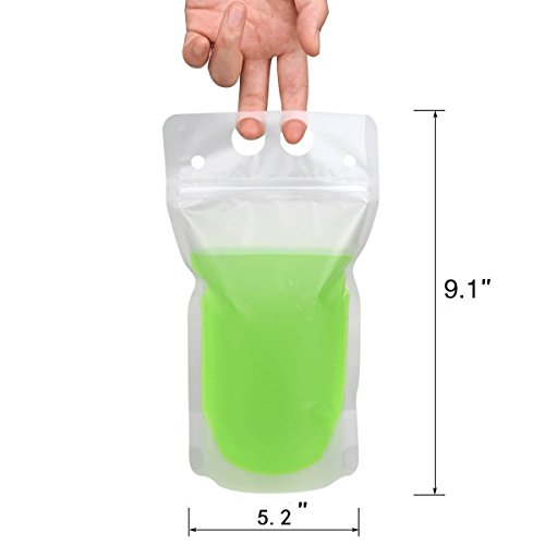 BESOKUSE Drink Pouches for Adults,Drink Pouches with Straws,StandUp Juice Pouches Clear