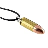 Bullet Metal Pendant Choker Necklace Black Cord Charm Mens Punk Gun Ammo Jewelry