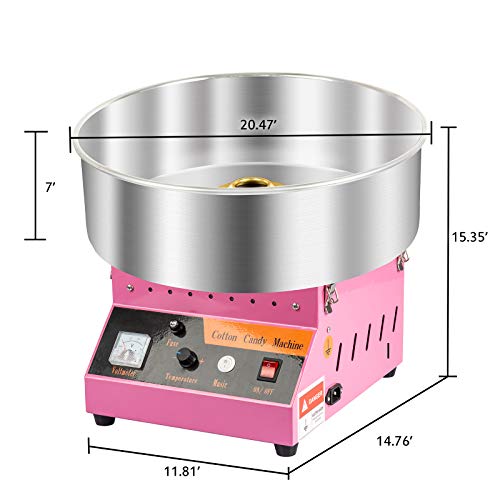 AJO Electric Commercial Quality Cotton Candy Machine and Candy Floss Maker (Pink)