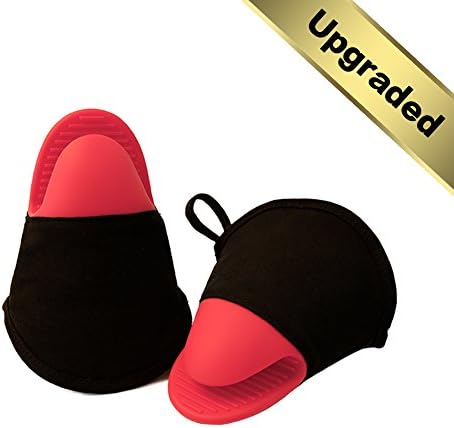 Upgraded Oven Mitts Heat Resistant Silicone Oven Mitts with Quilted Cotton Liner, Long Kitchen Grill Mitts for Cooking, Baking, Barbecue/Heat Resistant Up To 572°F -1 Pair, Red