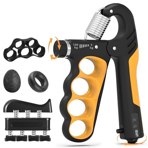 Rantuia Ejercitador de Mano, 5-100 kg Ajustable Fortalecedor de Fortalecedor de Agarre de Mano, Entrenamiento de Antebrazo Hand Grip para Deportes de Palma y Antebrazos y Dedos.