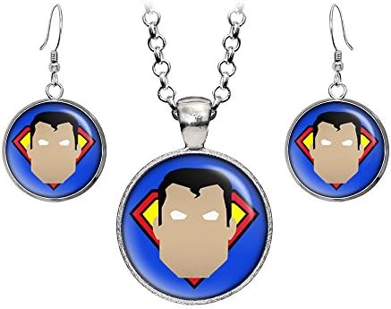 Classic Superman Minimalist Necklace, Justice League Pendant, Man of Steel Earrings, Suicide Squad The Dark Knight Pendant, DC Comics Jewelry, Wedding Party, Geek Gift Geeky Gifts Nerd Nerdy Presents