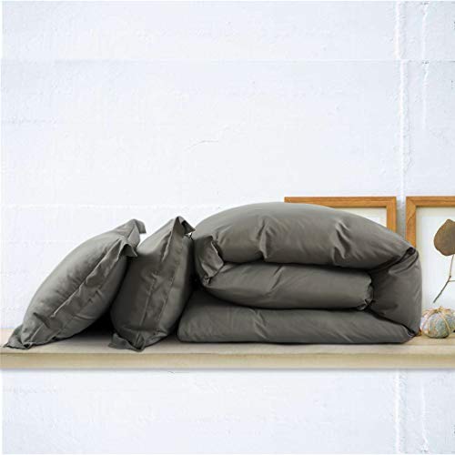 INGALIK Bedding 3 Piece Duvet Cover Set King Size with Zipper Closure Ultra Soft Breathable 100% Washed Microfiber Hotel Luxury Solid Color Collection 3pc (1 Duvet Cover + 2 Pillow Shams) Dark Gray