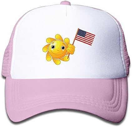 Guxin Cartoon Sun Character Hold US Flag Trucker Children's Mesh Hat Cap Juveniles Hat