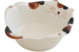 VILLCASE Cartoon Food Bowl Cute Cat Design Ceramic Cereal Rice Snack Bowl Microwave Safe for Breakfast and Soup Serving
