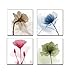 Home Art Contemporary Art Flower Giclee Canvas Prints Framed Canvas Wall Art For Home Decor 4 panels Wall Decorations For Living Room Bedroom Office Each Panel Size:12x12 inch