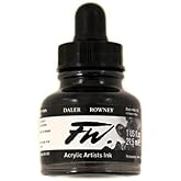 Daler-Rowney FW Acrylic Ink Bottle Black - Versatile Acrylic Drawing Ink for Artists and Students - Permanent Calligraphy Ink - Archival Ink for Illustrating and More