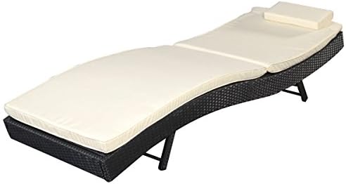 New Adjustable Pool Chaise Lounge Chair Outdoor Patio Furniture PE Wicker W/Cushion