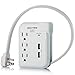 BESTTEN Portable Power Strip Surge Protector, 2.4A Dual USB Charging Ports and 3 Outlets,15A/125V/1875W, 300 Joules, 18 inch Extension Cord, White
