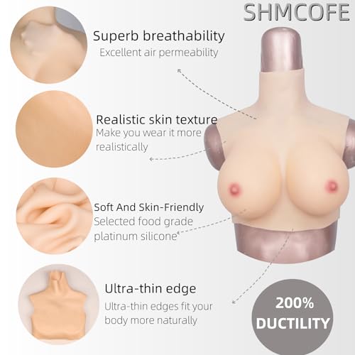 SOFTMARY Silicone Breastplate - Breathable Fake Boobs With Hollow Back & Low Collar For Summer Wear