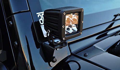 iJDMTOY 40W High Power CREE LED Pod Lights w/ Front Windshield A-Pillar Panel Mounting Brackets For 2007-2017 Jeep Wrangler JK