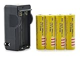 STAND HIGH® 3.7V 18650 4PCS 5000mah Rechargeable Protected Lithium li-ion Battery with charger for headlamp&headlight&led light