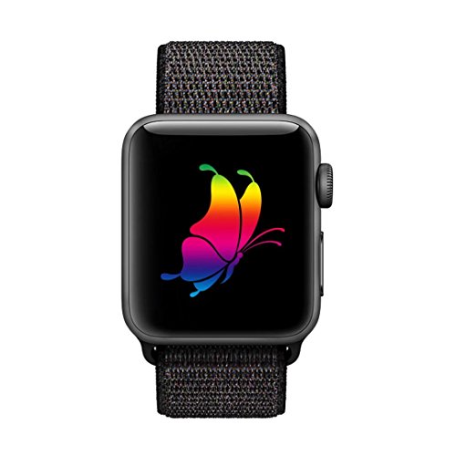 Yunsea For Apple Watch Band, New Nylon Sport Loop, with Hook and Loop Fastener, Adjustable Closure Wrist Strap, Replacement Band for iwatch, 38mm, Black (Pinkish Weave Color in) - Thumbnail 2
