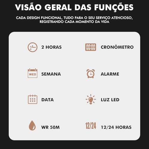 Relógios Digitais Militares Masculinos Quartzo Esportivo À Prova D'água Relógios de Mostrador Grande com Alarme Fuso Horário Duplo Visor Luminoso