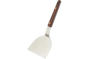 TIKUSAN Okonomiyaki Spatula Turner BBQ Stainless Spatula Wooden Handle Made in Japan (4.1"x9.6")