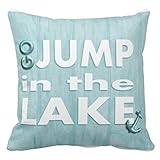 Damuyas Light Blue Go Jump in the Lake Cushion Cover Throw Pillow Case Beach House Decor (Jump in the Lake)