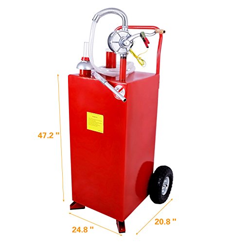 Lotus Analin 30 Gallon Gas Caddy Tank Fuel Storage Gasoline Fluid Diesel with Pump and Hose