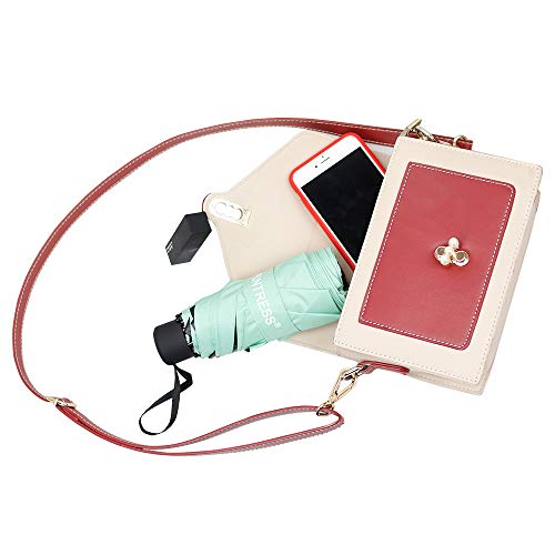 FUNTRESS Mini Compact Umbrella for Travel Extra Large UV Protection Sun Rain Umbrellas Women Kids Outdoor Gift Lightweight Upgraded (Pink Peach) - Thumbnail 7