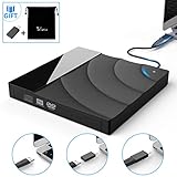 External USB 3.0 CD DVD Portable Drive,Tesecu Ultra-Thin Touch Control CD DVD Burner High Speed Data Transfer for PC Laptop Desktop MacBook Windows XP/Win 7/Win 8/Win10/Vista/Linux/Mac OS and More