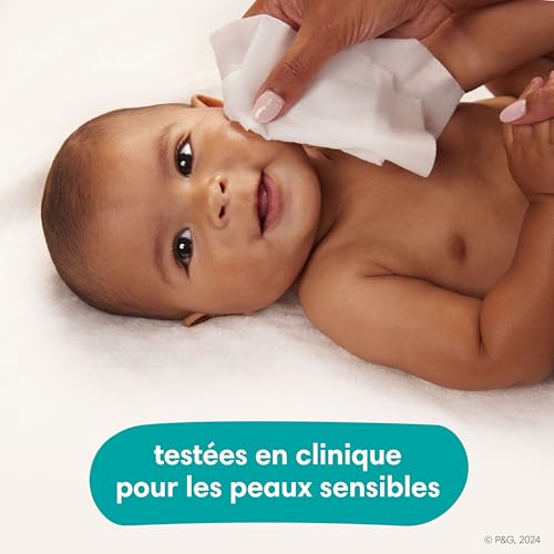 PAMPERS BABY WIPES, SENSITIVE, WATER BASED WIPE, CLINICALLY PROVEN, HYPOALLERGENIC, AND UNSCENTED FOR BABIES, 336 WIPES TOTAL (4 FLIP-TOP PACKS)