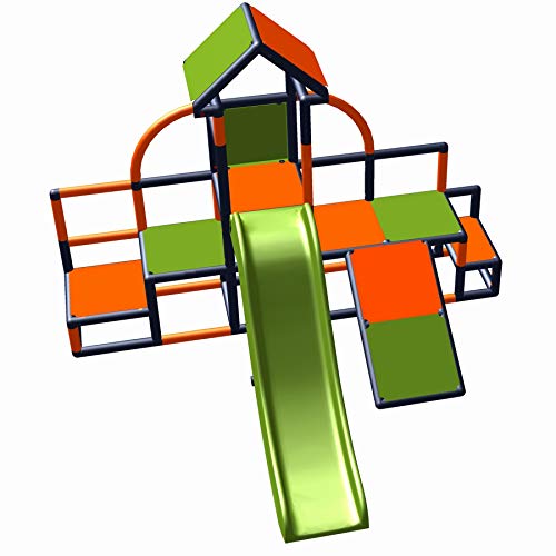 move and stic - Charlin Spielturm mit Rutsche und Schräge für den Garten oder das Kinderzimmer apfelgrün-orange… – Bild 3