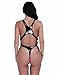 TiaoBug US Women Ladies Wet Look Cutout Leotard Bikini Bodysuit Thong Swimsuit Black