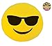 Q‘s 13x13 / 32cm Emoji Smiley Emoticon Yellow Round Cushion Pillow Stuffed Plush Soft Toy USA (Sunglasses)