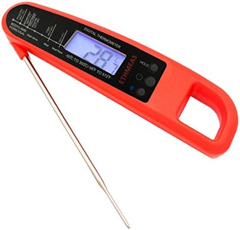 ETHMEAS Kitchen Digital Cooking Food Meat Thermometer for BBQ Grill Smoker Candy and Milk with Food Grade Probe,Instant Read Foldable Thermometer with Blue Backlit LCD Display