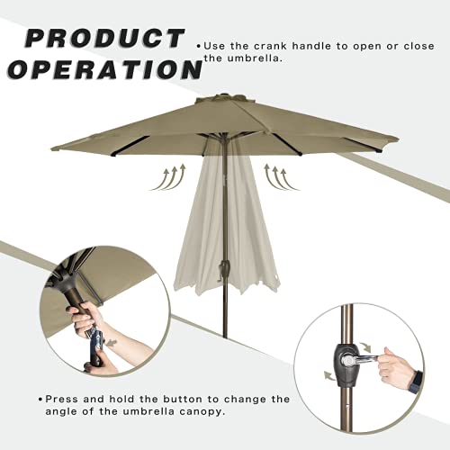 Ginelite 10FT Patio Umbrella Olefin Outdoor Umbrella No Fading Canopy