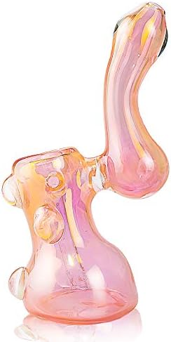SPMI 6 Inch Long Pipe,Handmade Unique Stained Glass Art Collection Very Great Gold Pink