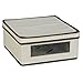 Household Essentials 510 Vision Storage Box - Natural Canvas with Brown Trim - Small
