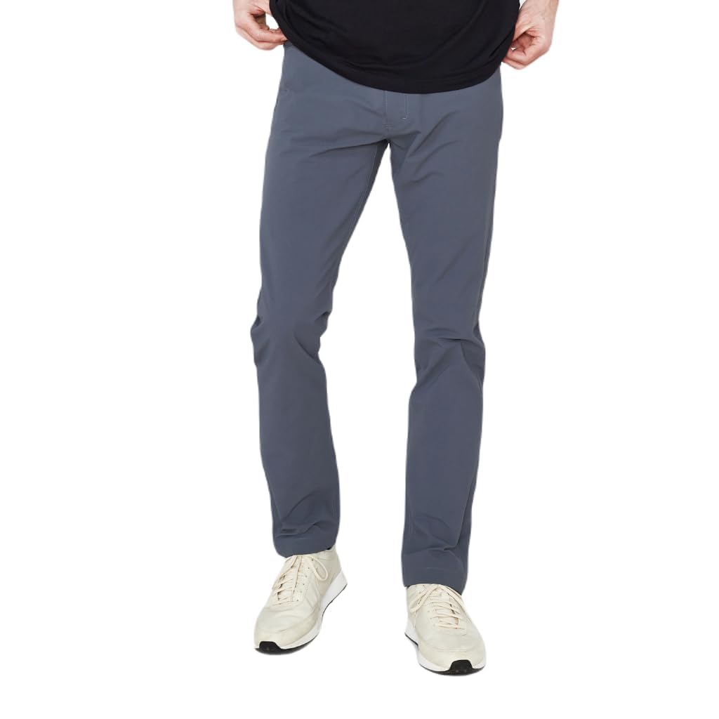 Western Rise Men’s Evolution 2.0 Slim Straight Fit Lightweight Water and Stain-Resistant Stretch Performance Pants, Blue Grey, Size 38W x 30L