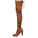 CAPE ROBBIN DD18 Women's Drawstring Block Heel Stretchy Snug Fit Thigh High Boots