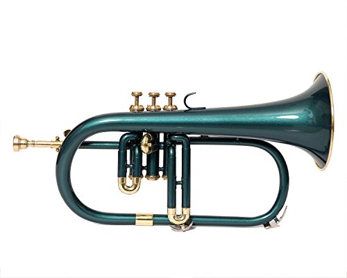 eMusicals Flugel Horn Bb Pitch With Free Hard Case And Mouthpiece, Green Lacquered