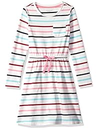 Vestido de cintura elástica de manga larga para niñas de   Essentials