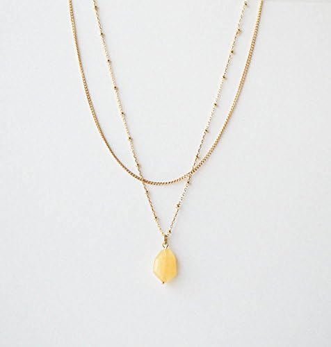 Yellow Simulated Citrine Glass Stone Necklace