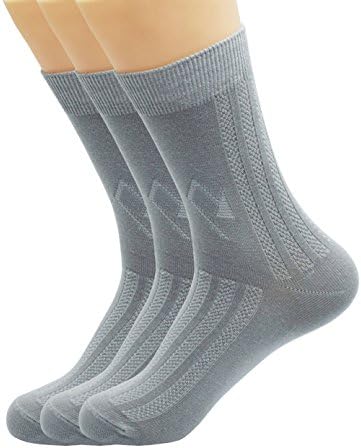 Combed cotton men socks, thick section of business socks, double needle cotton socks sutureless bone 3-Pack F711 (04 Light gray) One Size