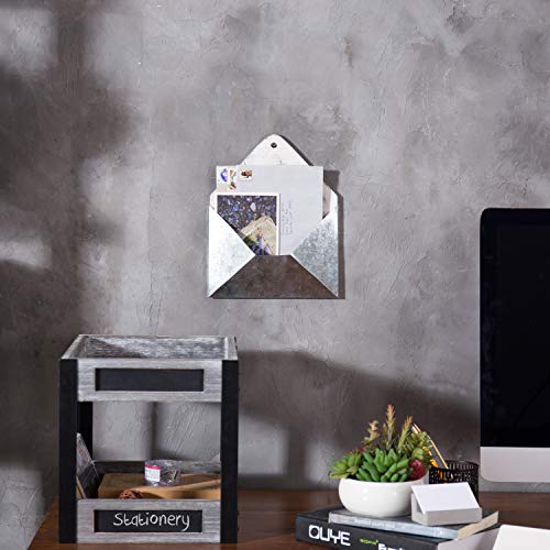 2 MyGift+Rustic+Whitewashed+Galvanized+Wall+Mounted