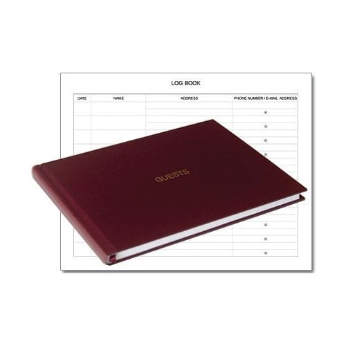 BookFactory® Guest Book/Guest Sign-in Book/Guest Registry/Guestbook - 120 Pages, Burgundy Cover, Section Sewn Hardbound, 8 7/8" x 7" (LOG-120-GUEST-A-LMT25)