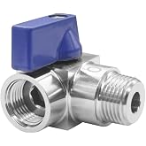 BesNPT Stainless Steel 90 Degrees Elbow Ball Valve 3/8" MNPT x 3/8" FNPT | Shut Off Valve for Water Fuel Air Easy-to-turn Solid Handle
