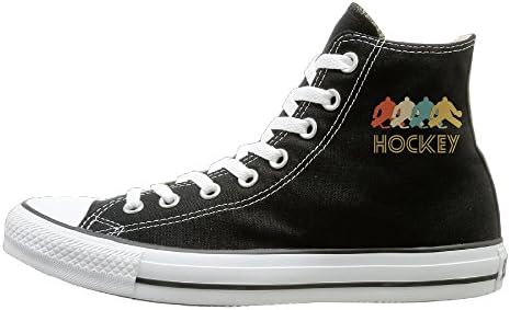 Shenigon Retro Hockey Pop Art Canvas Shoes High Top Sport Black Sneakers Unisex Style 41