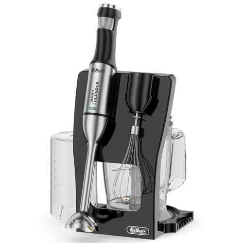 Feller Germany 3in1 Hand Blender 1000W, Smart Speed Control, 4-Fin Titanium Blade, Stainless Steel Body, 1.2L Chopper, Whisk, 42.5CM Extra Long Shaft, HB1000 Plus, 2Y Guarantee-UAE Version (Black)