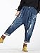 Mordenmiss Women's New Casual Wide Leg Pants Side Pockets Denim Haren Pants Large Style 1-Blue