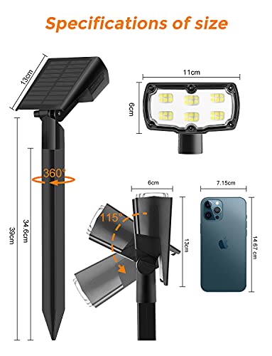 GOLUMUP Solarleuchten Garten, 36 LEDs Solar Gartenleuchte Solarstrahler mit IP67, 2 Helligkeitsstufe, Solarlampe für… – Bild 8