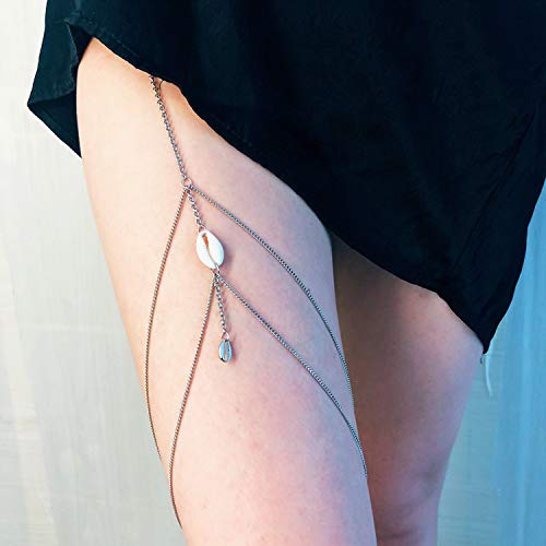 YouU-Catene-per-Gambe-sexy-Ciondolo-a-conchiglia-Cinturino-a-Vita-Cinturino-a-Catena-Incrociata-Gioielli-Bikini-Vintage-Coscia-Catene-a-Catena-con-Scatola-di-immagazzinaggio
